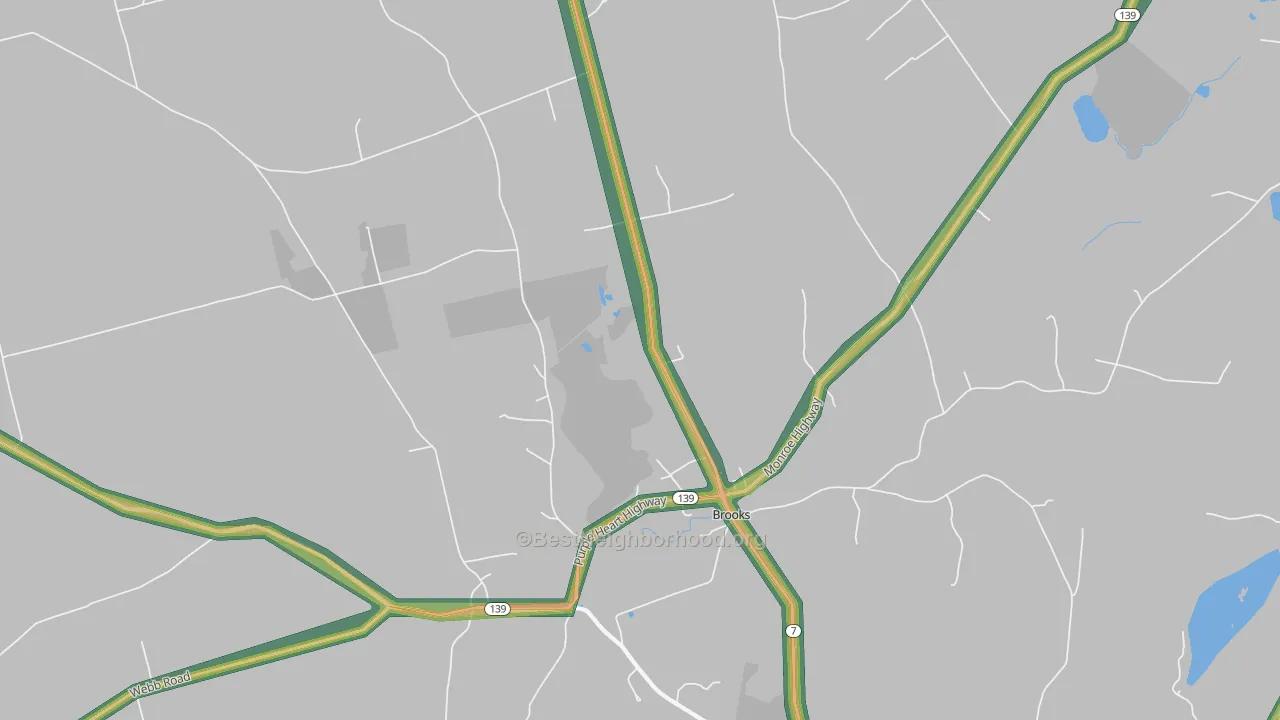 Brooks, ME Map of Noise Levels in Brooks