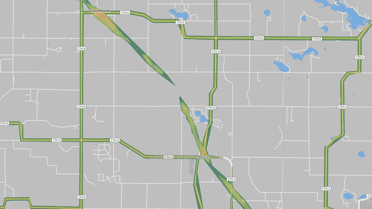 Brooks, WI Map of Noise Levels in Brooks