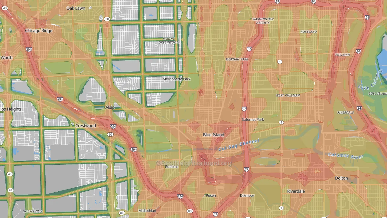 Brookside Glen, Chicago, IL Map of Noise Levels in Brookside Glen