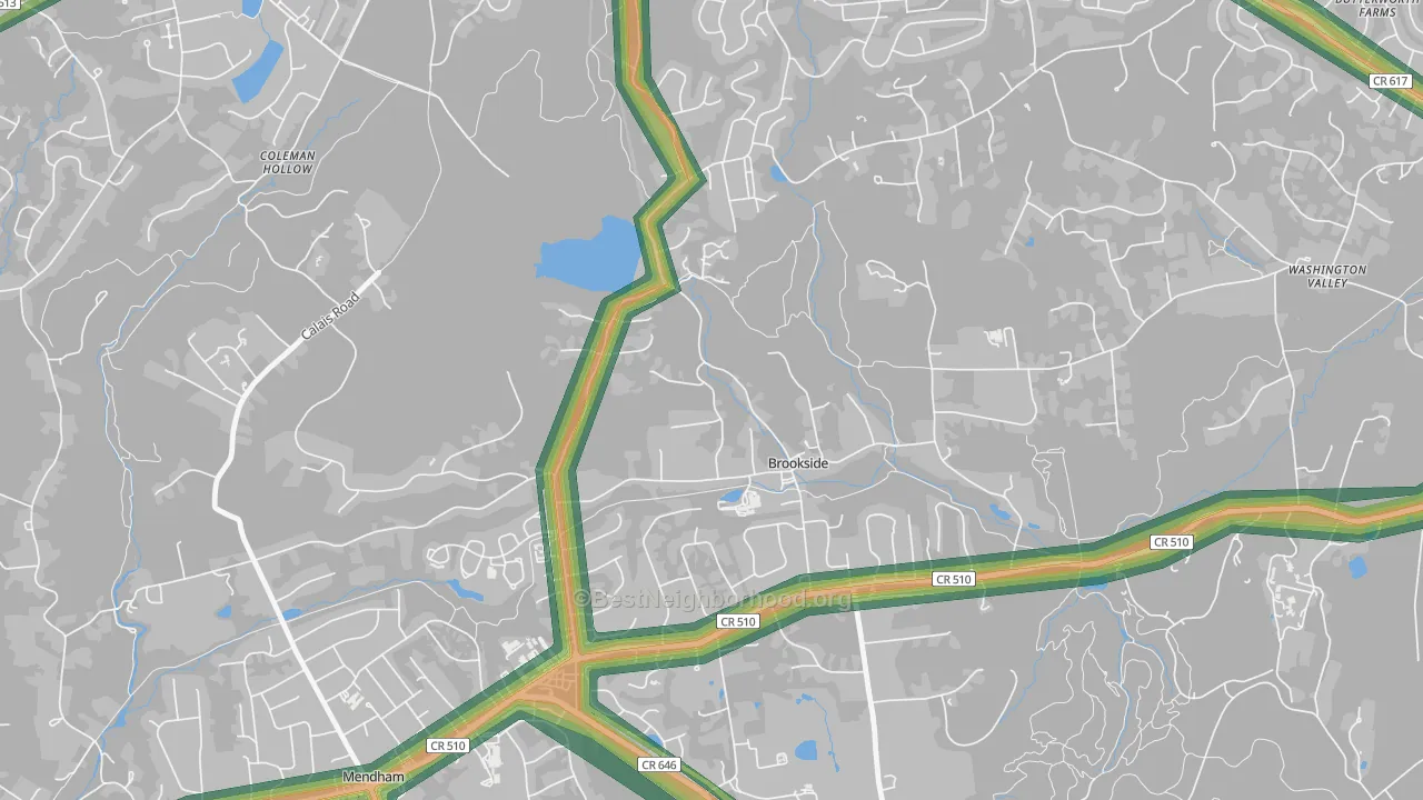 Brookside, NJ Map of Noise Levels in Brookside
