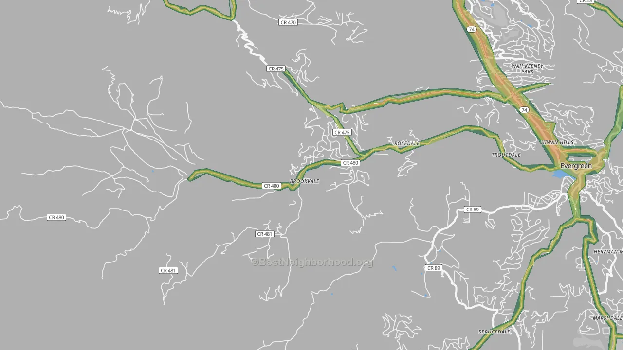 Brookvale, CO Map of Noise Levels in Brookvale