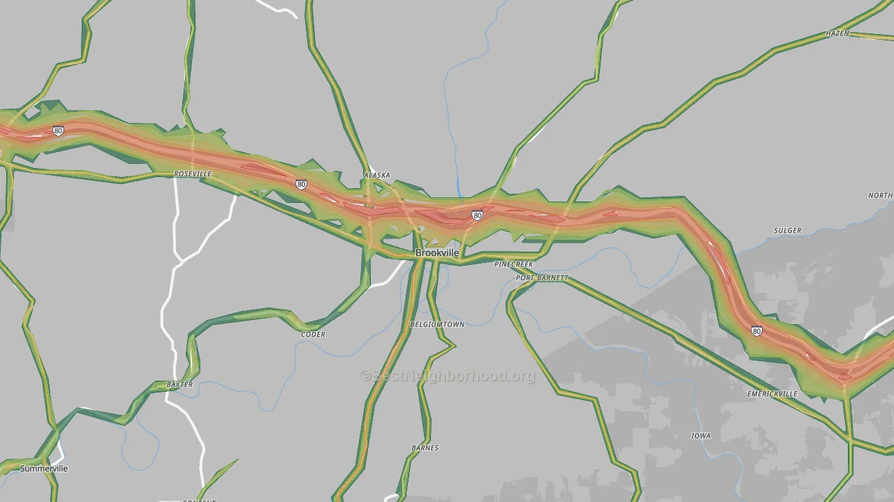 Brookville, PA Map of Noise Levels in Brookville