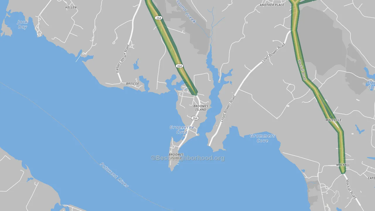 Broomes Island, MD Map of Noise Levels in Broomes Island