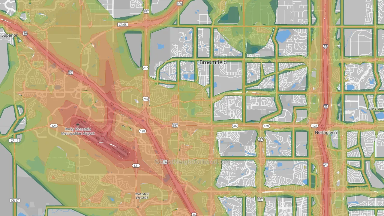 Broomfield, CO Map of Noise Levels in Broomfield