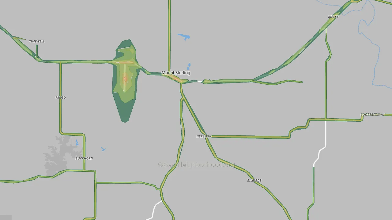 Brown County, IL Map of Noise Levels in Brown County
