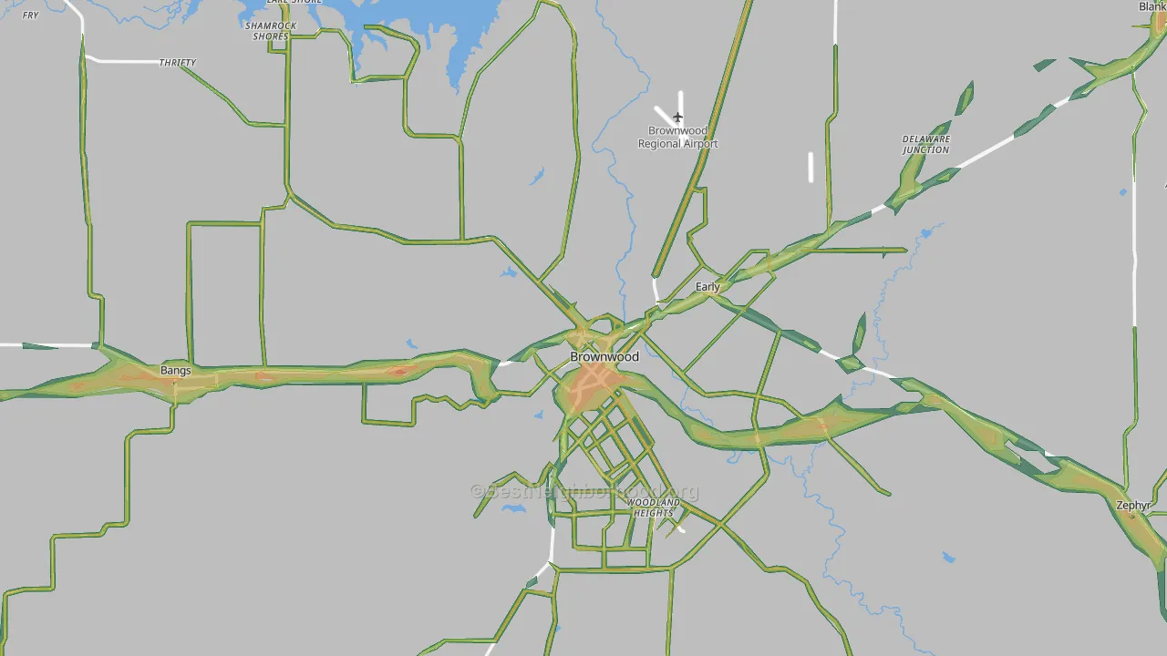 Brown County, TX Map of Noise Levels in Brown County
