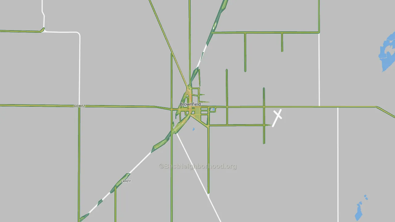 Brownfield, TX Map of Noise Levels in Brownfield