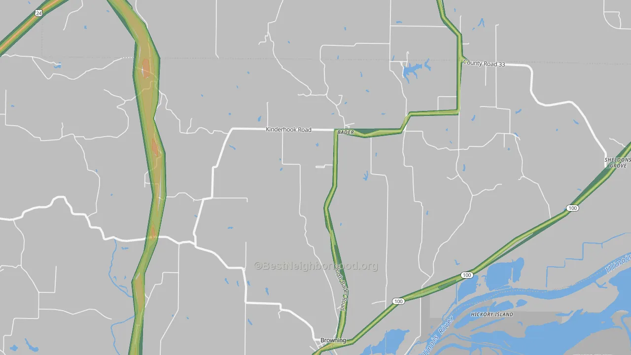 Browning, IL Map of Noise Levels in Browning