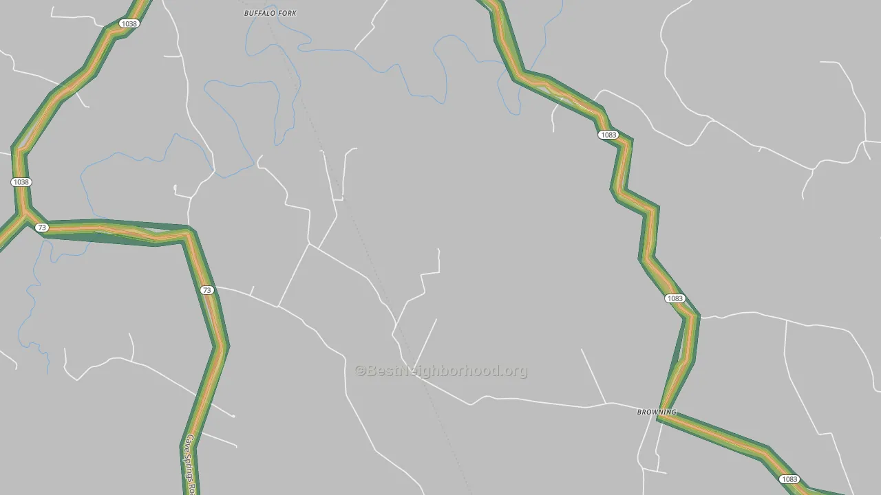 Browning, KY Map of Noise Levels in Browning