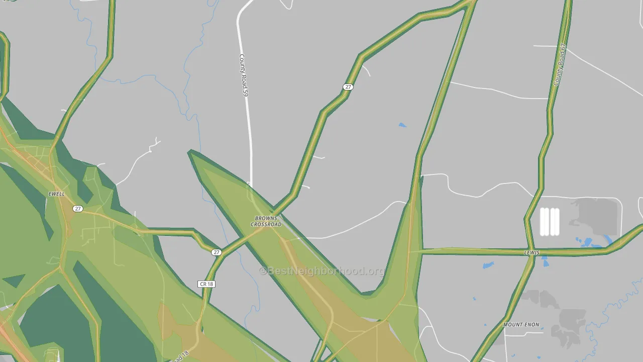 Browns Crossroads, AL Map of Noise Levels in Browns Crossroads