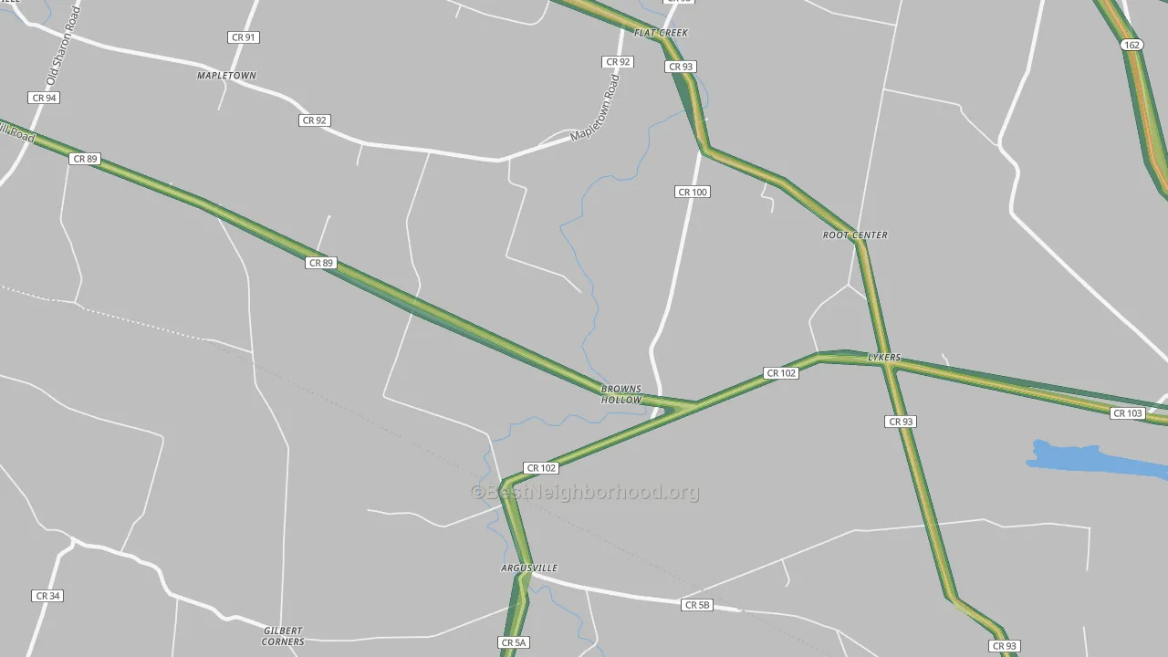 Browns Hollow, NY Map of Noise Levels in Browns Hollow
