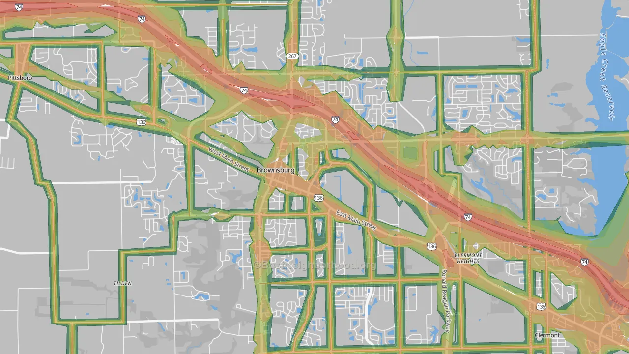 Brownsburg, IN Map of Noise Levels in Brownsburg