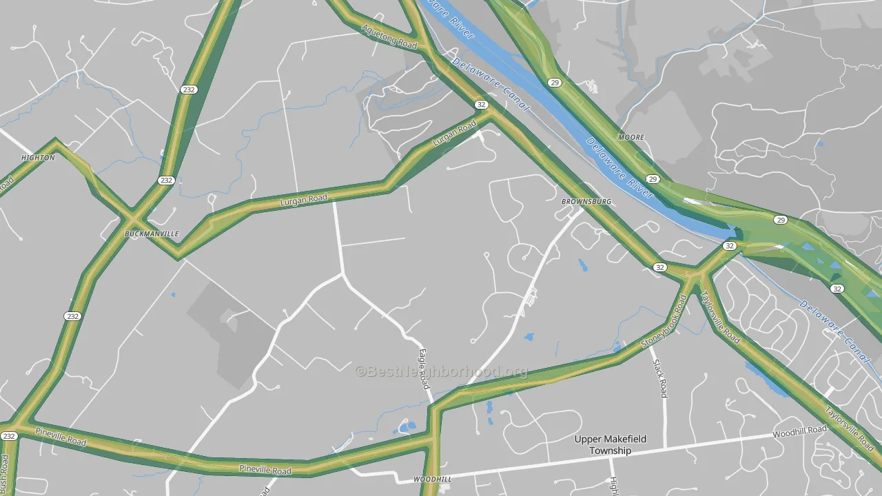 Brownsburg, PA Map of Noise Levels in Brownsburg