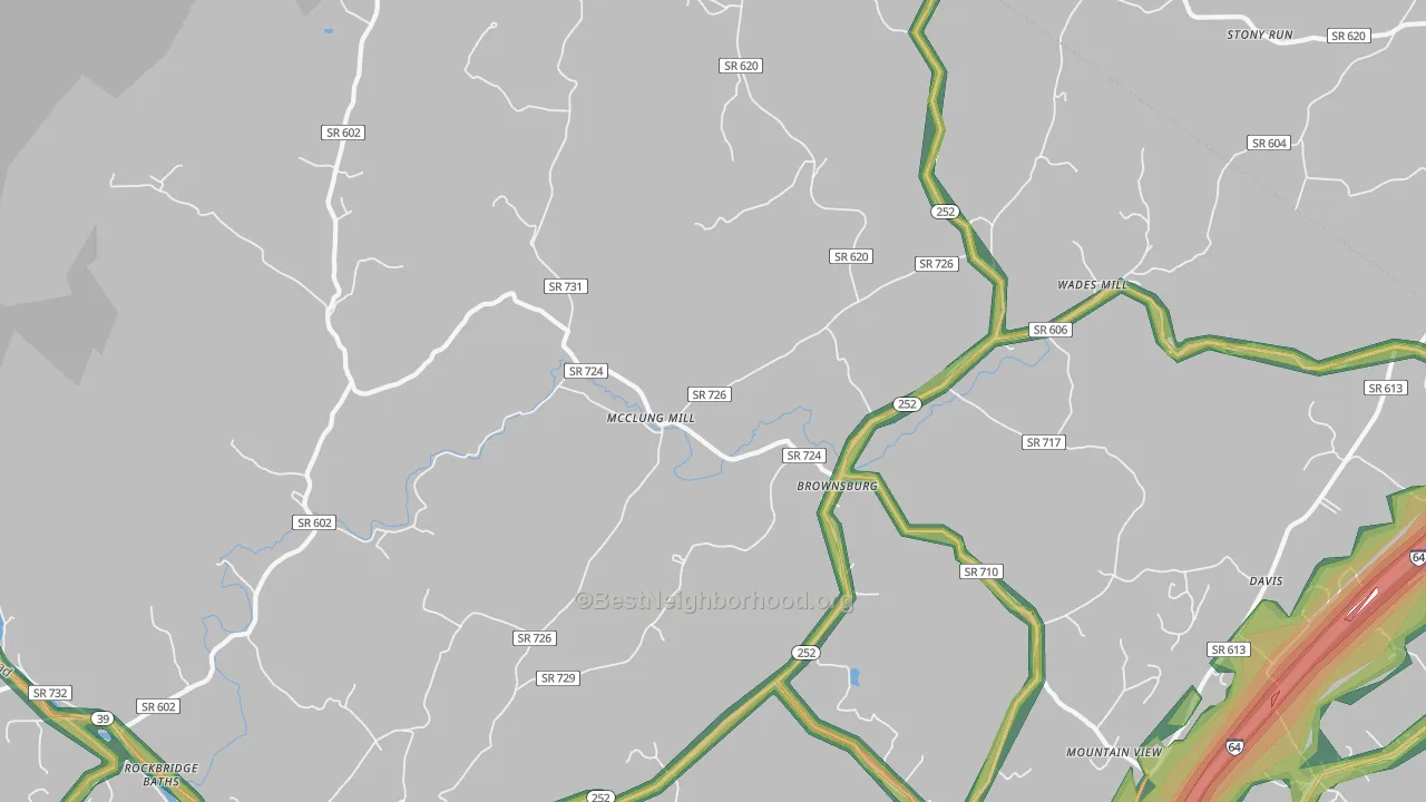 Brownsburg, VA Map of Noise Levels in Brownsburg