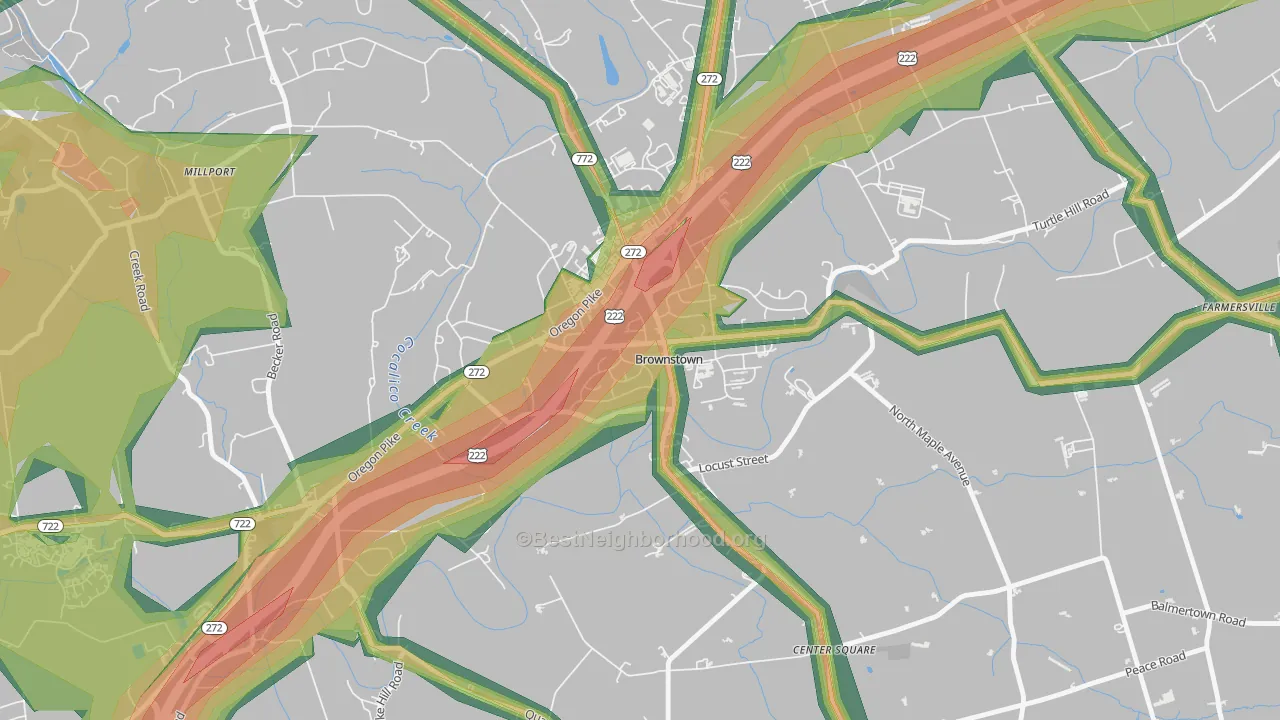 Brownstown, PA Map of Noise Levels in Brownstown