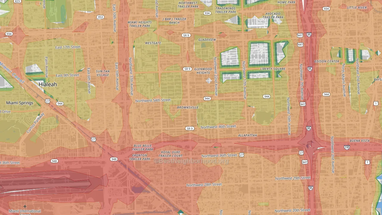 Brownsville, FL Map of Noise Levels in Brownsville