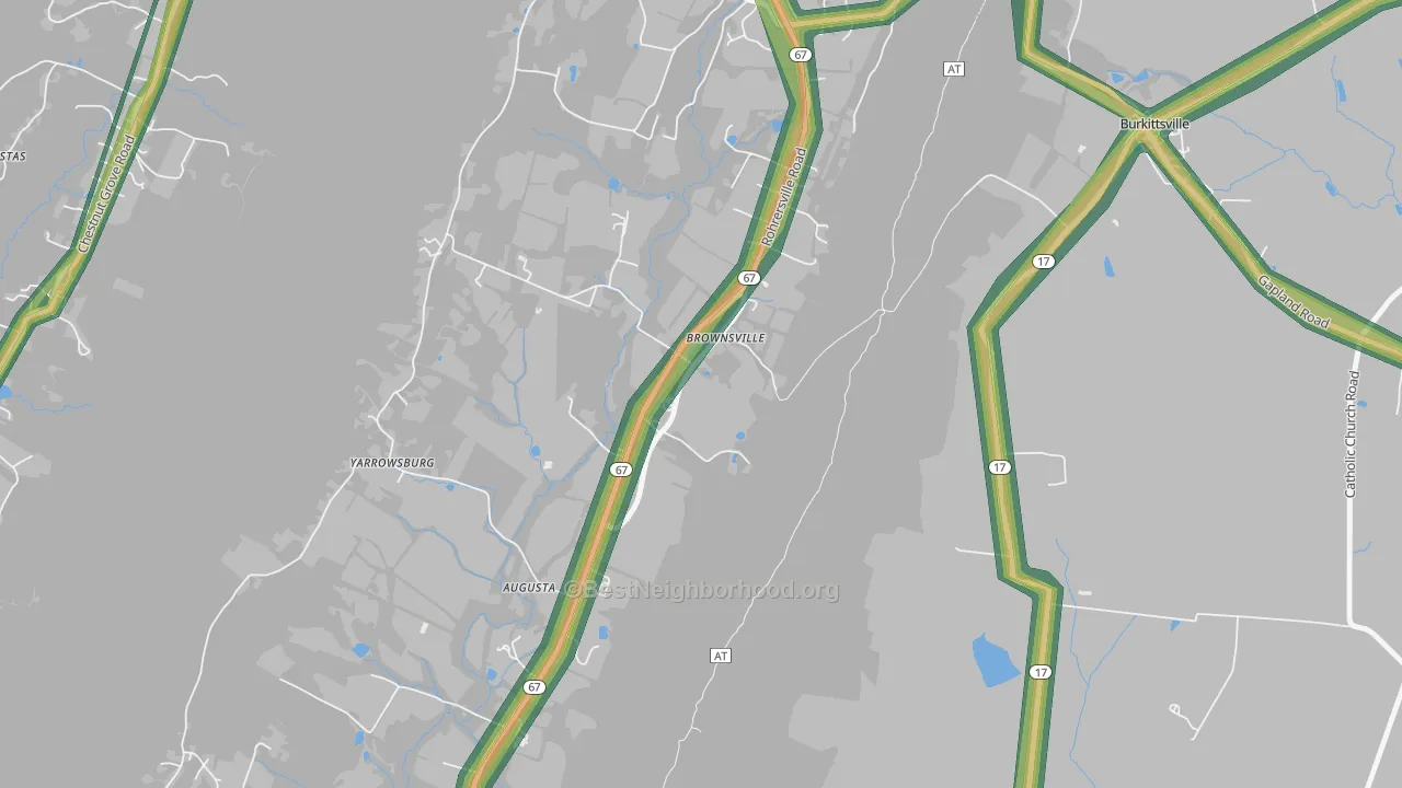 Brownsville, MD Map of Noise Levels in Brownsville