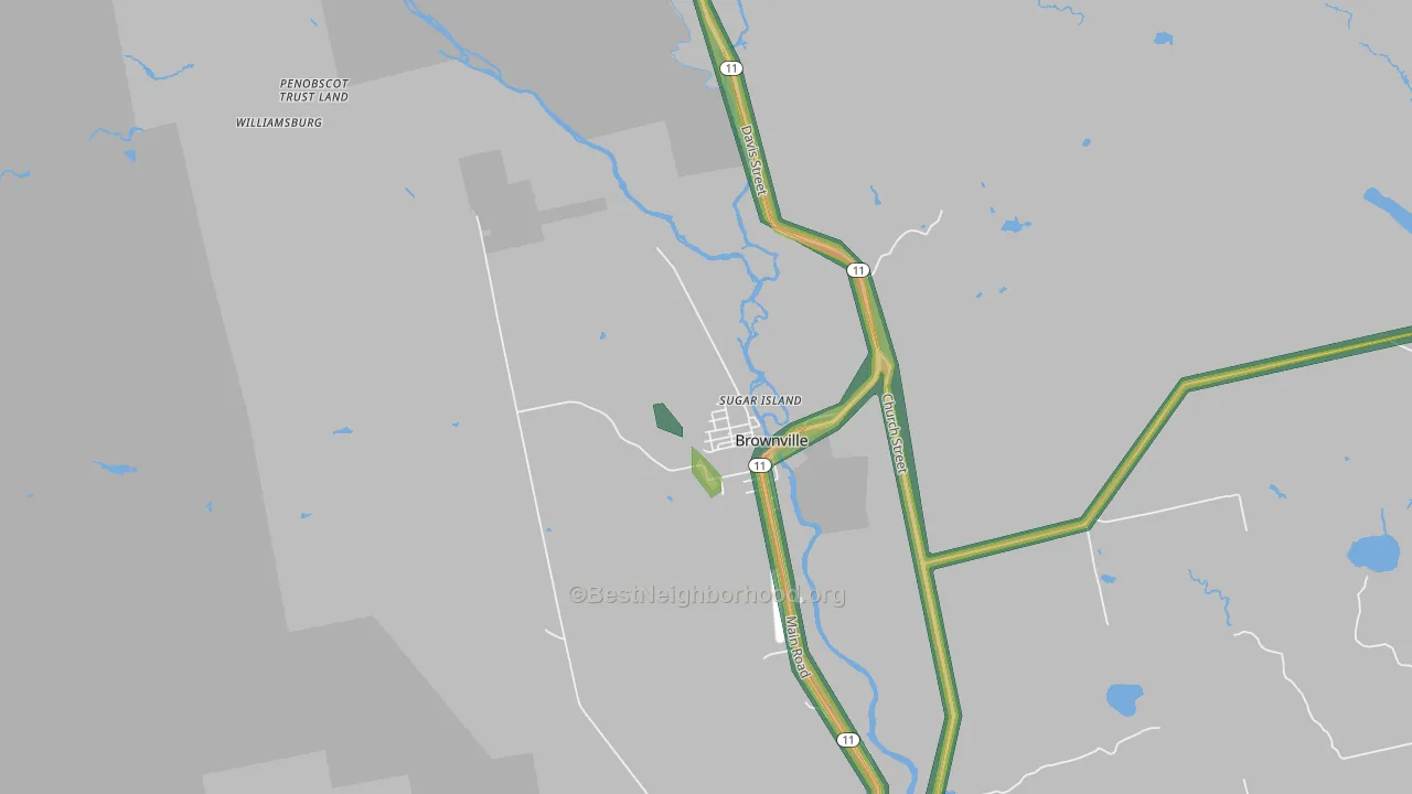 Brownville Junction, ME Map of Noise Levels in Brownville Junction