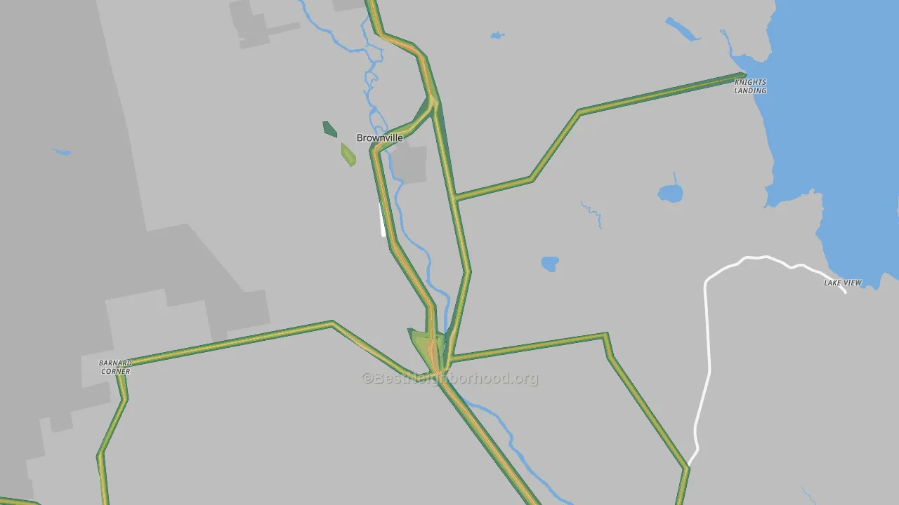 Brownville, ME Map of Noise Levels in Brownville