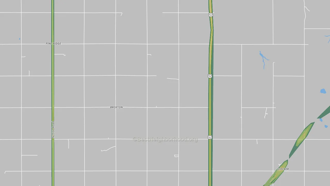 Broxton, OK Map of Noise Levels in Broxton