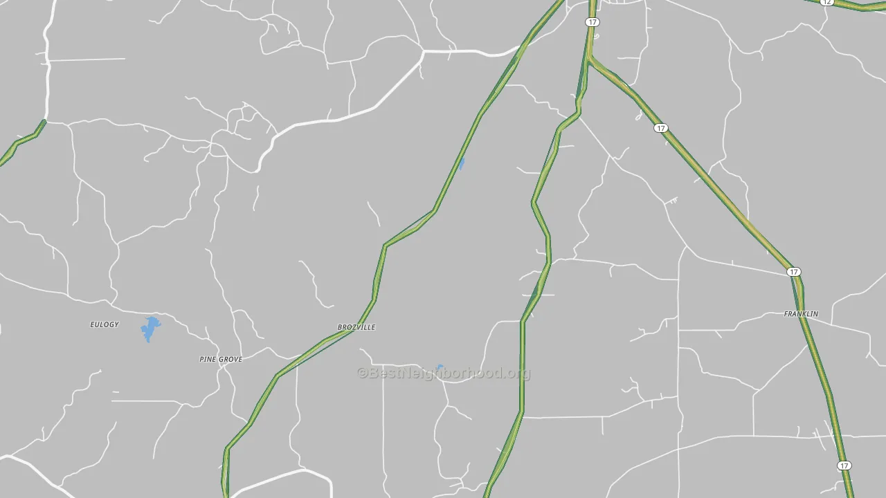 Brozville, MS Map of Noise Levels in Brozville