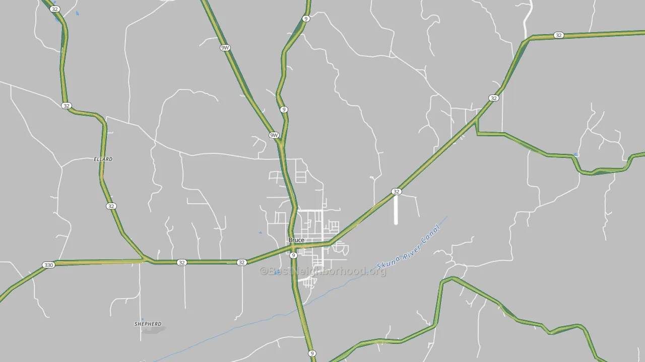 Bruce, MS Map of Noise Levels in Bruce