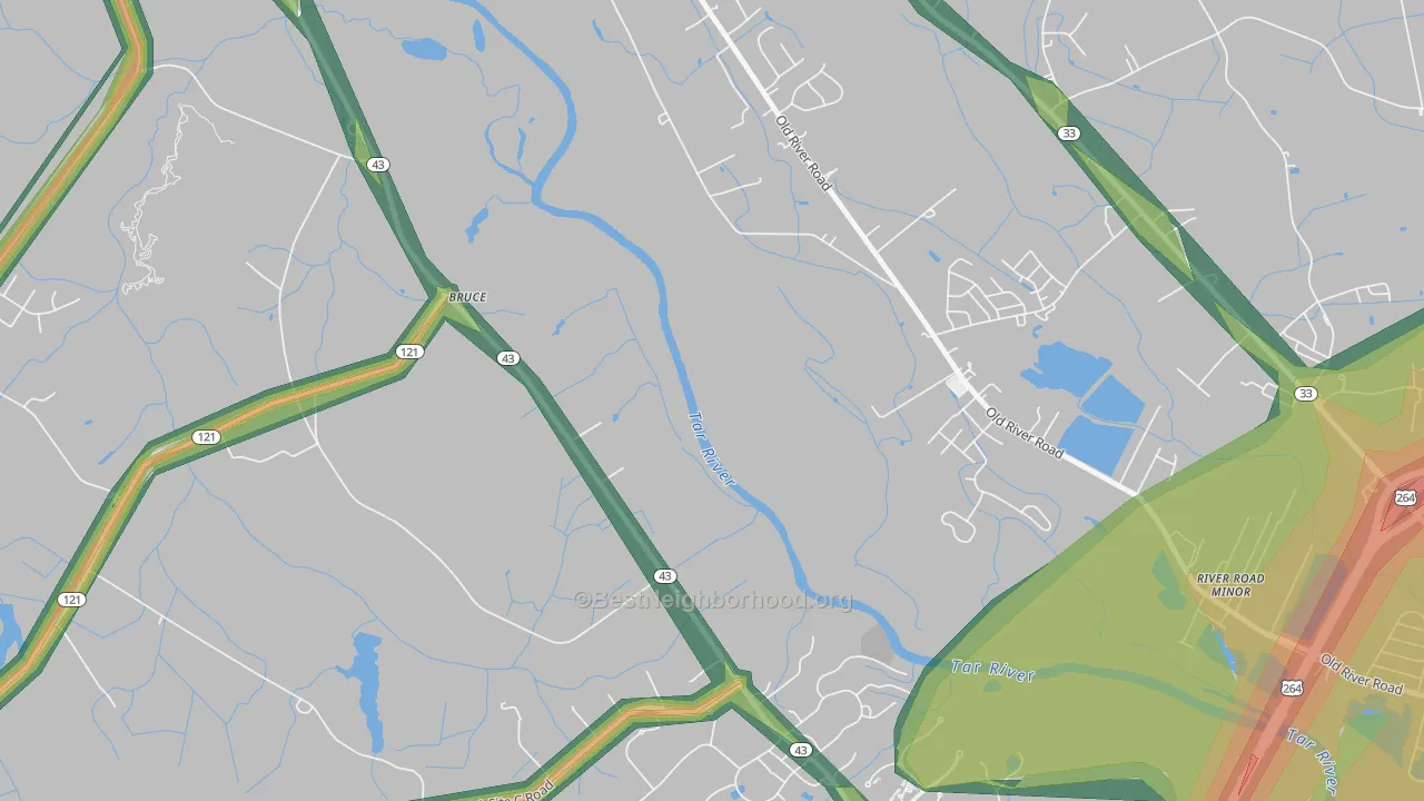 Bruce, NC Map of Noise Levels in Bruce