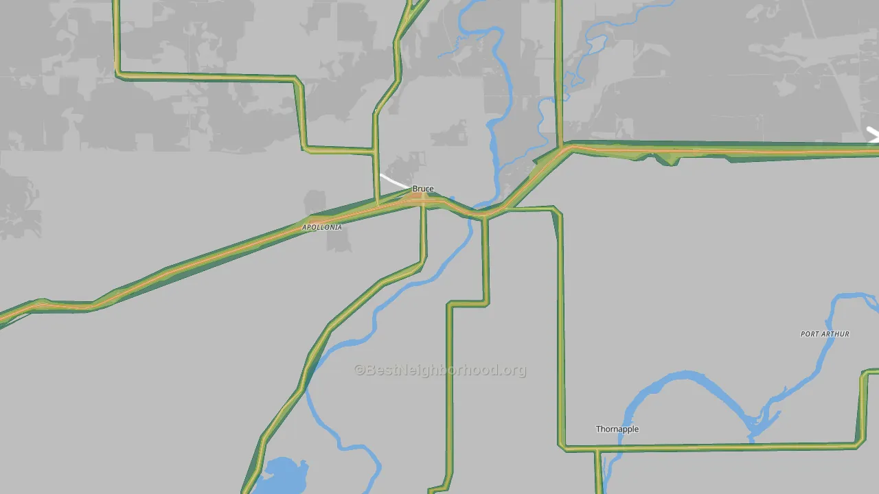 Bruce, WI Map of Noise Levels in Bruce