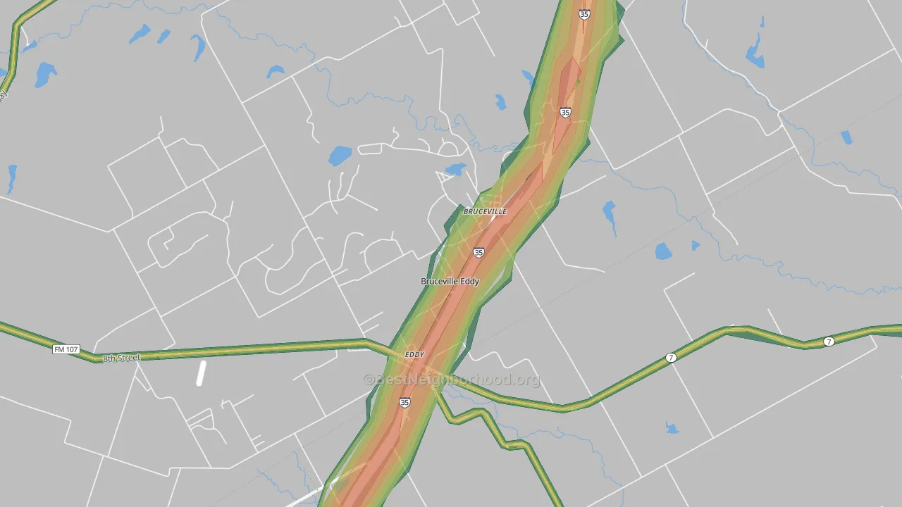 Bruceville-Eddy, TX Map of Noise Levels in Bruceville-Eddy