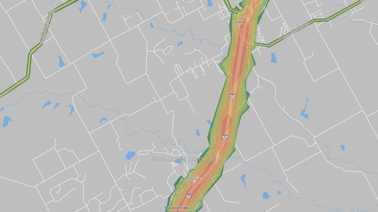 Bruceville, TX Map of Noise Levels in Bruceville