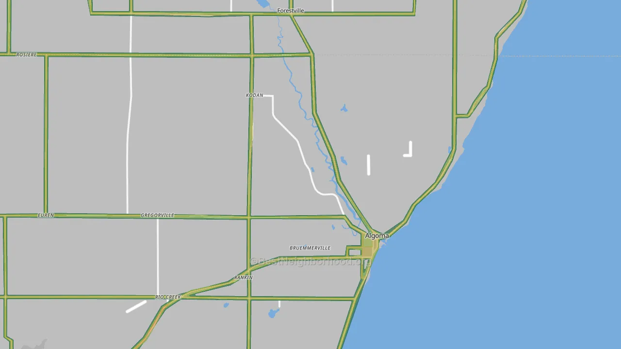 Bruemmerville, WI Map of Noise Levels in Bruemmerville