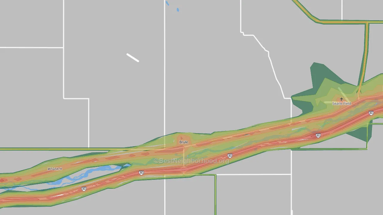 Brule, NE Map of Noise Levels in Brule