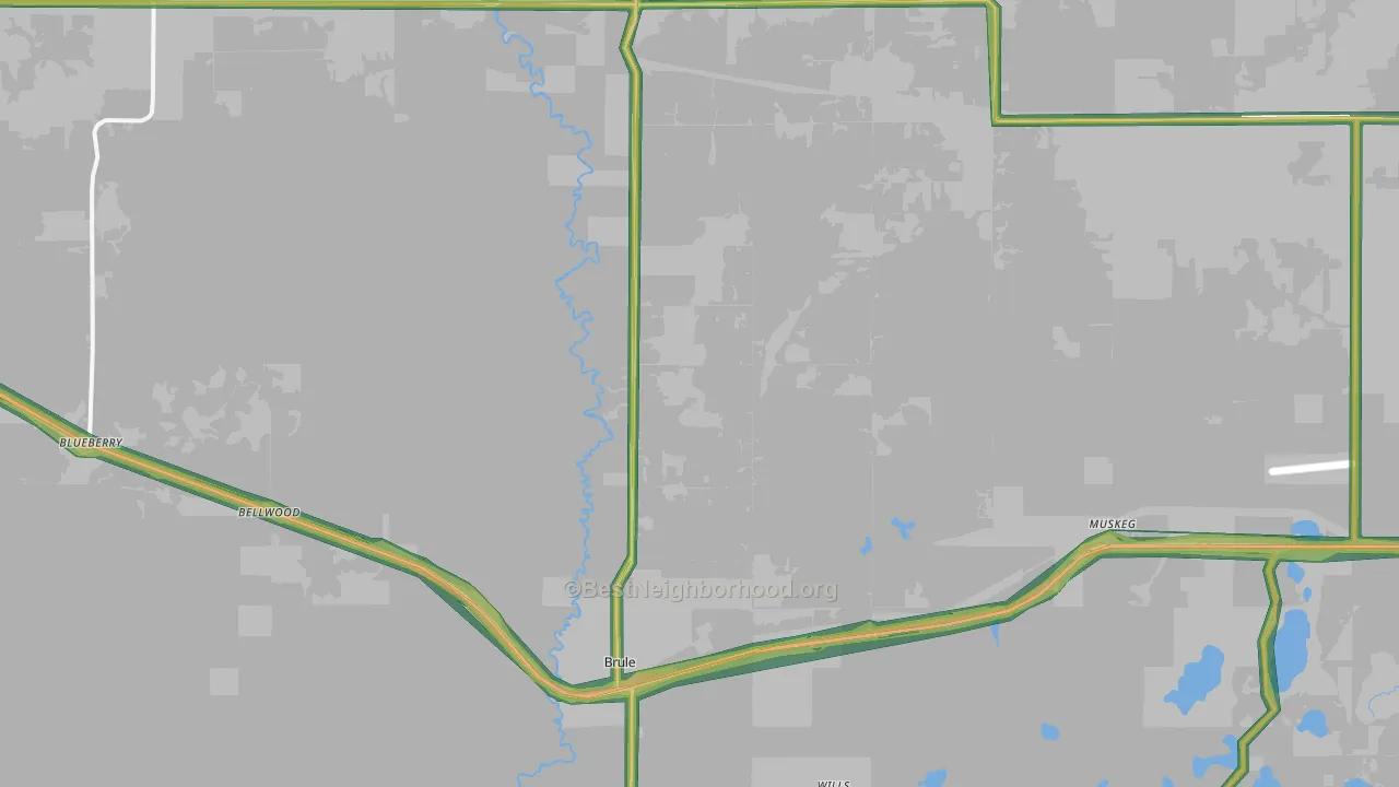 Brule, WI Map of Noise Levels in Brule