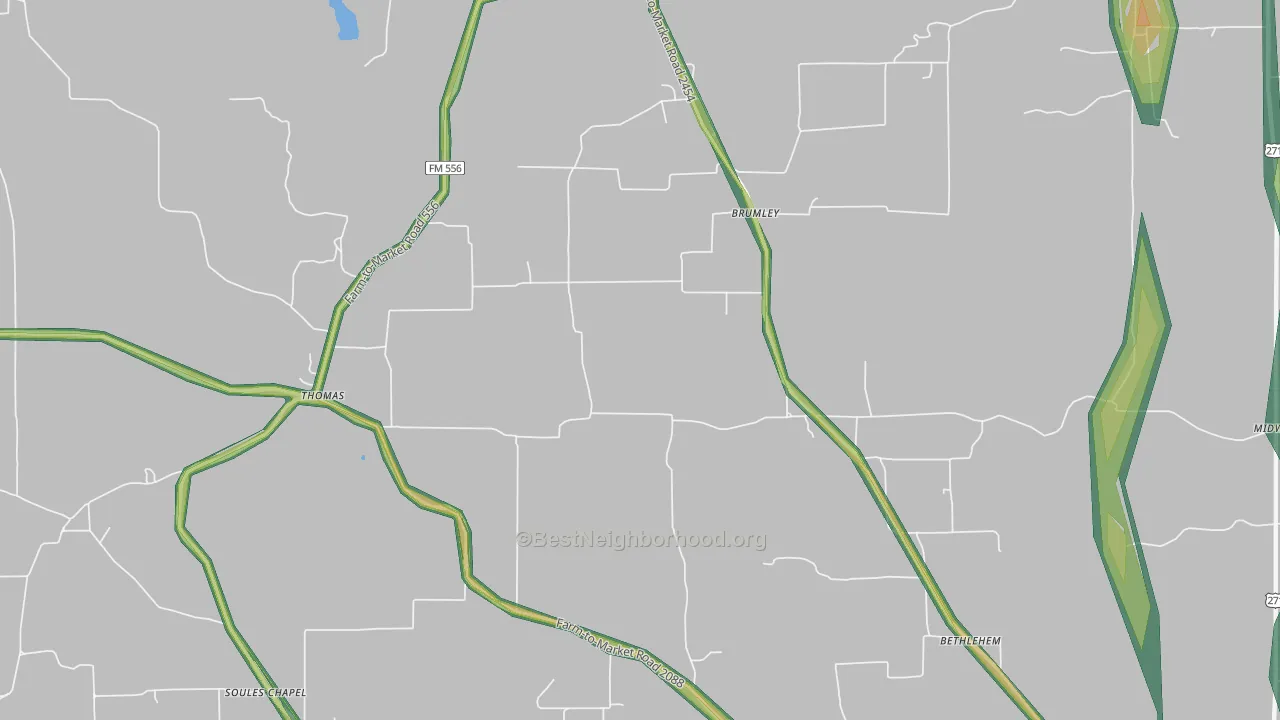Brumley, TX Map of Noise Levels in Brumley