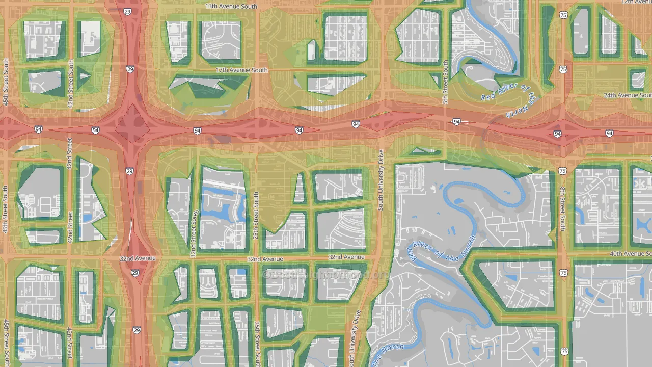 Brunsdale, Fargo, ND Map of Noise Levels in Brunsdale