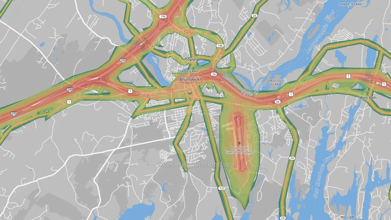 Brunswick, ME Map of Noise Levels in Brunswick
