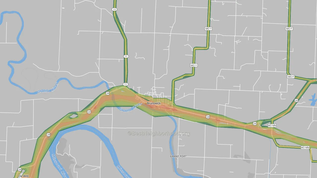 Brunswick, MO Map of Noise Levels in Brunswick