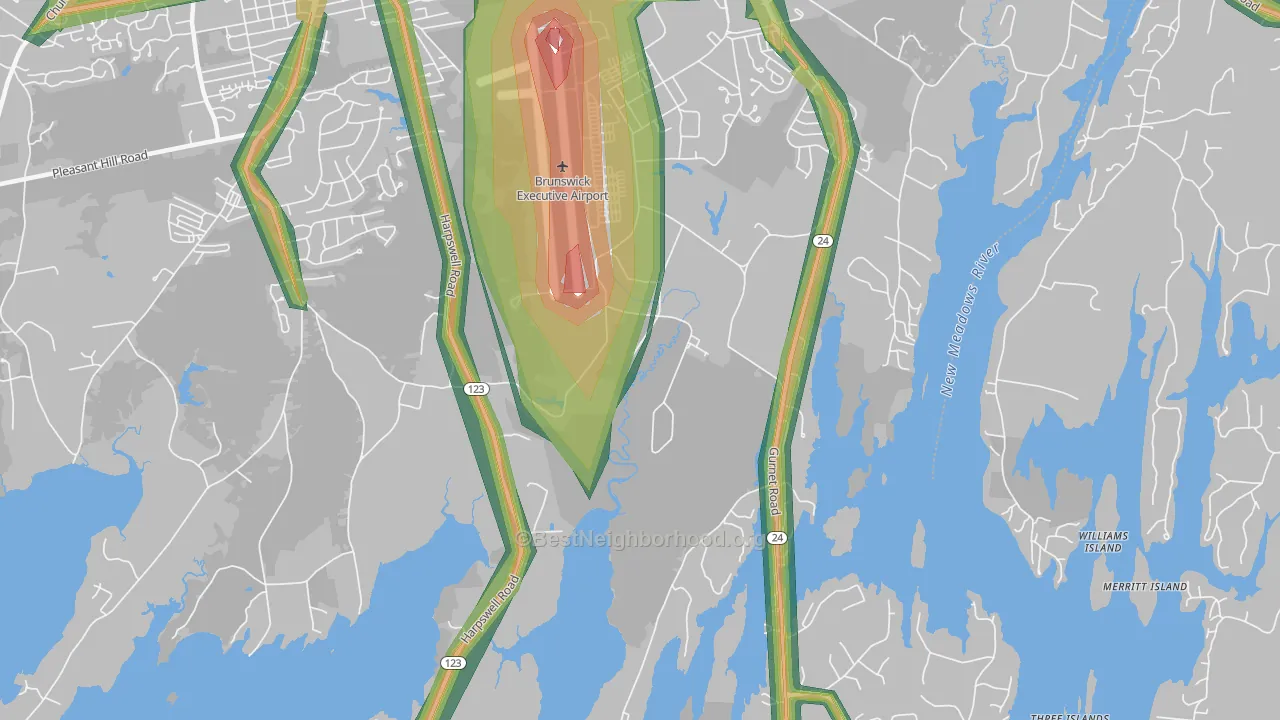 Brunswick Naval Air Station, ME Map of Noise Levels in Brunswick Naval Air Station