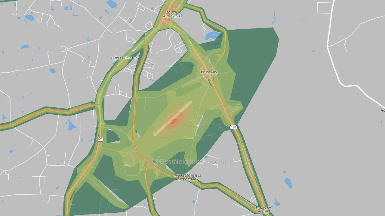 Brunswick, NC Map of Noise Levels in Brunswick