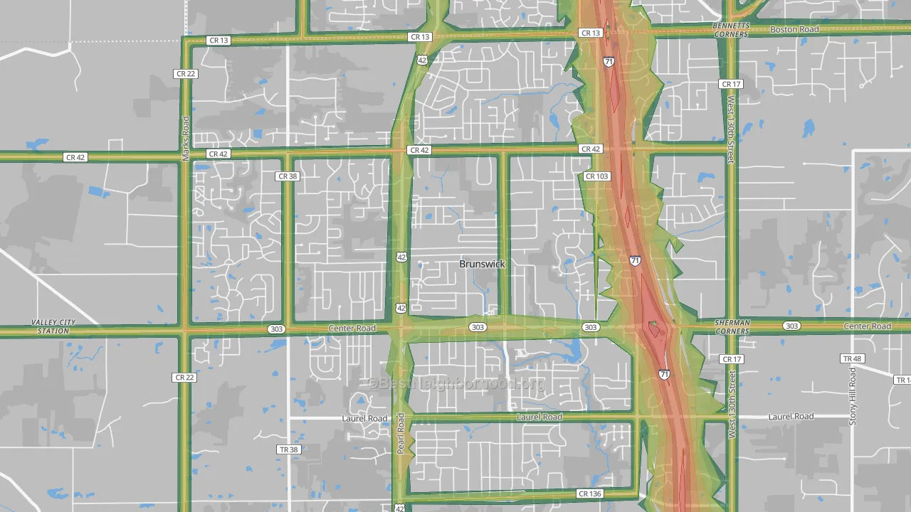 Brunswick, OH Map of Noise Levels in Brunswick