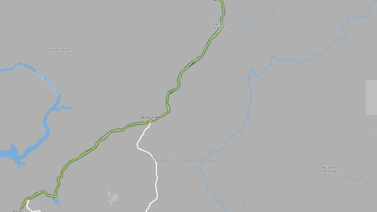 Brush Creek, CA Map of Noise Levels in Brush Creek