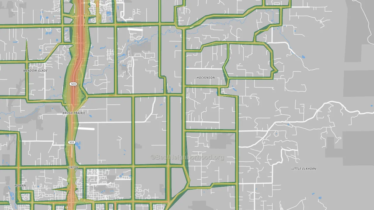 Brush Prairie, WA Map of Noise Levels in Brush Prairie
