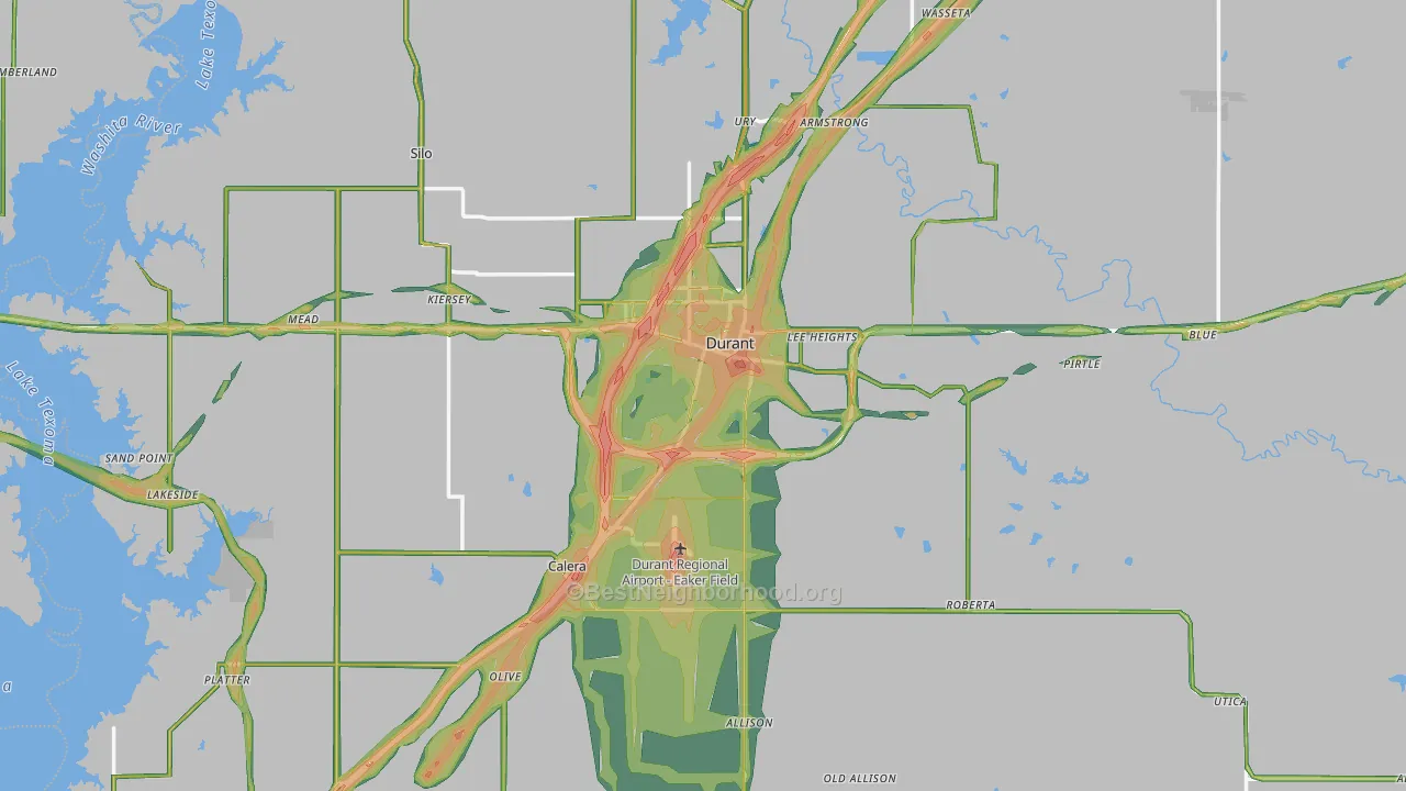 Bryan County, OK Map of Noise Levels in Bryan County