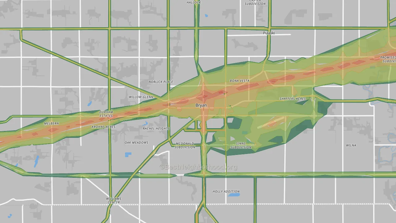 Bryan, OH Map of Noise Levels in Bryan