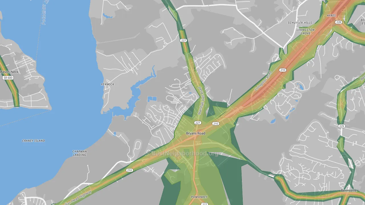 Bryans Road, MD Map of Noise Levels in Bryans Road