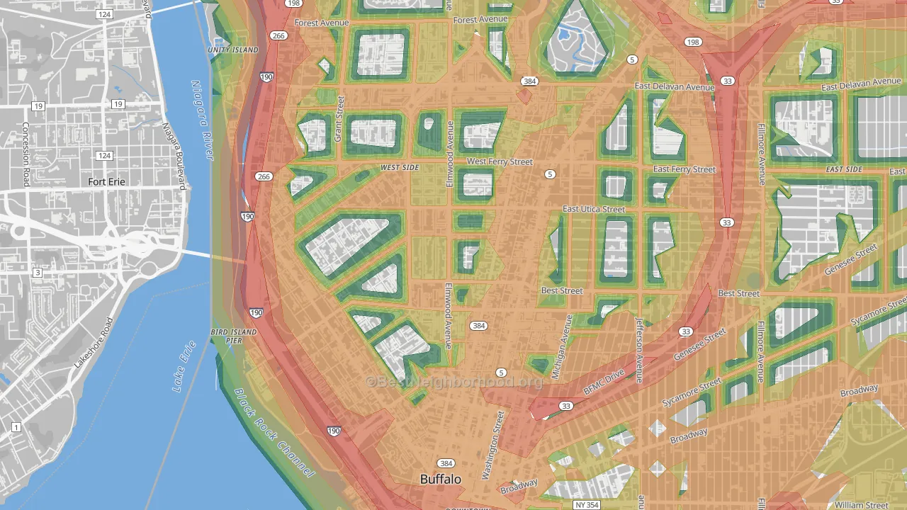 Bryant, Buffalo, NY Map of Noise Levels in Bryant