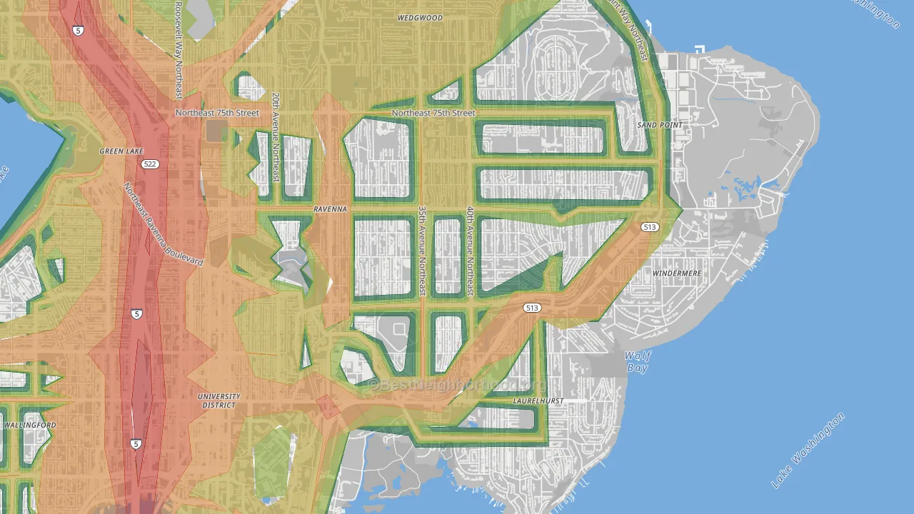 Bryant, Seattle, WA Map of Noise Levels in Bryant