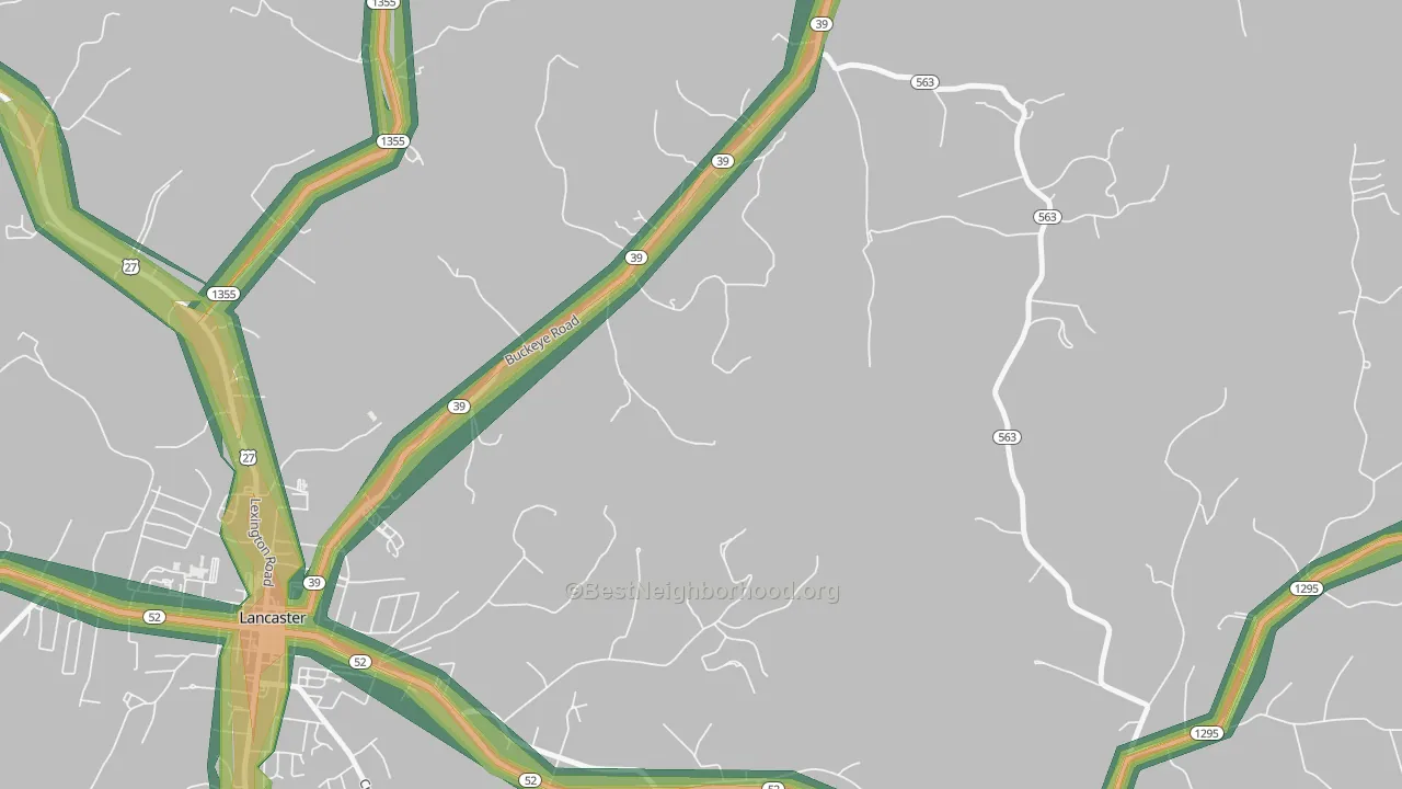 Bryantsville, KY Map of Noise Levels in Bryantsville