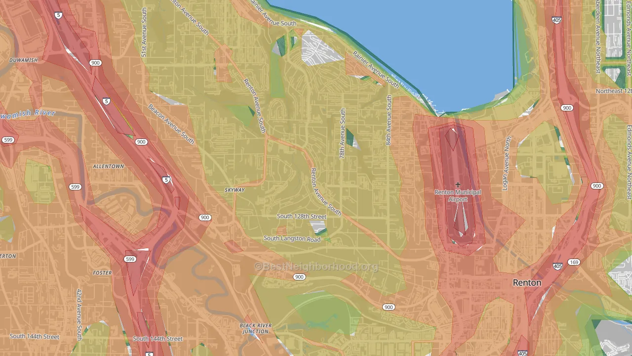 Bryn Mawr-Skyway, WA Map of Noise Levels in Bryn Mawr-Skyway