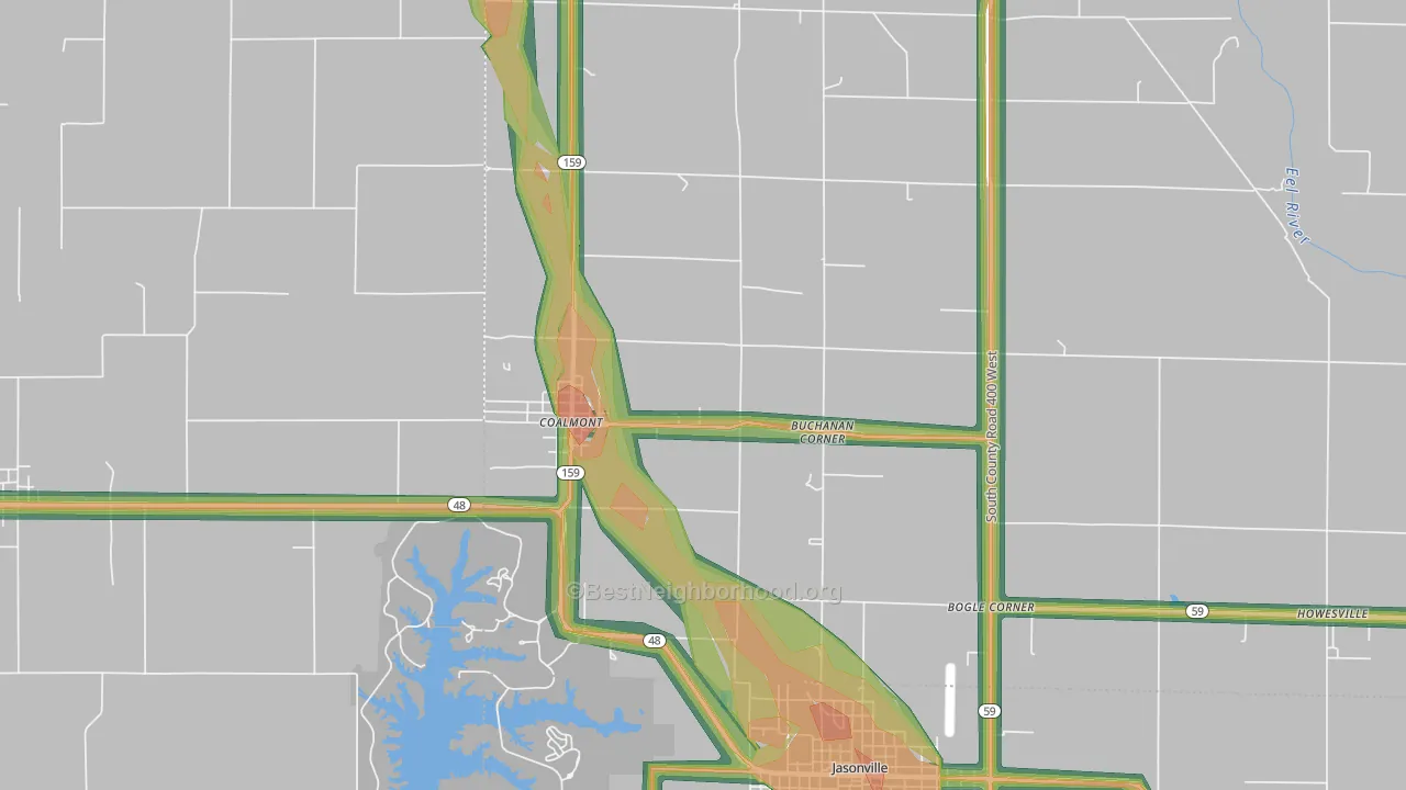 Buchanan Corner, IN Map of Noise Levels in Buchanan Corner